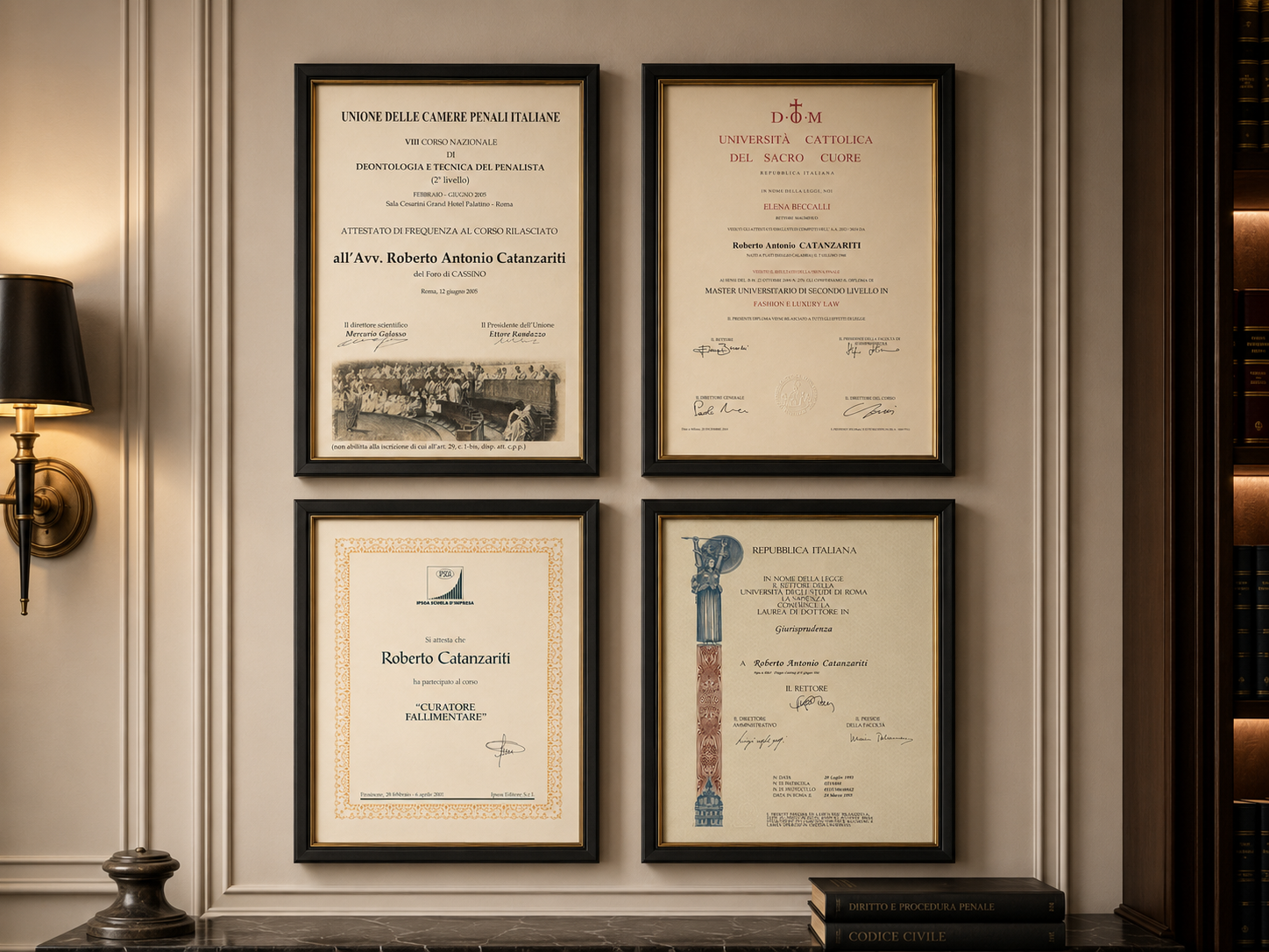 Titoli professionali dell'Avv. Roberto Antonio Catanzariti – Studio Legal Aid Milano